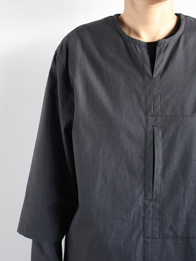 THE HINOKI　Cotton Nep Parachute Cloth layered Sleeve PO Dress / Black_b0139281_14152480.jpg