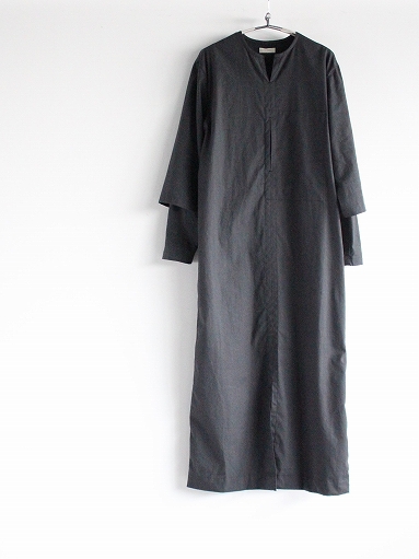 THE HINOKI　Cotton Nep Parachute Cloth layered Sleeve PO Dress / Black_b0139281_14161660.jpg
