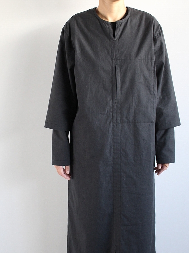 THE HINOKI　Cotton Nep Parachute Cloth layered Sleeve PO Dress / Black_b0139281_14171343.jpg