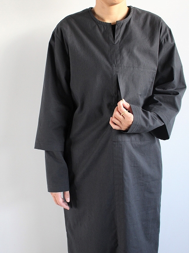 THE HINOKI　Cotton Nep Parachute Cloth layered Sleeve PO Dress / Black_b0139281_14172117.jpg