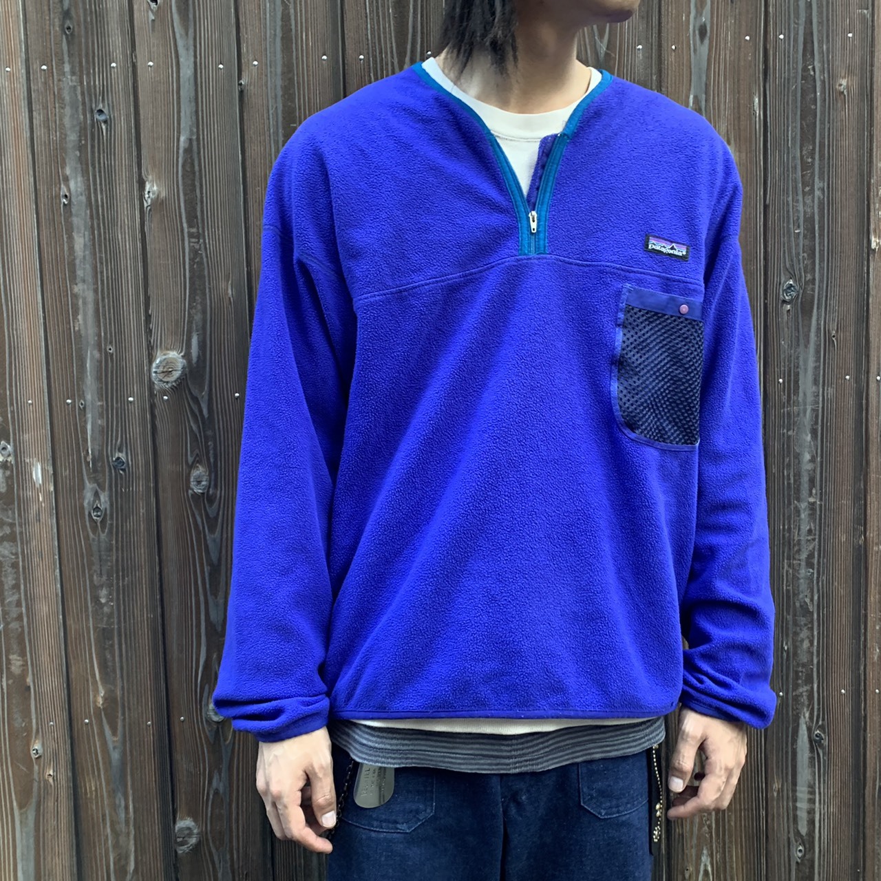 usa製】90s patagonia ボートネック フリース エッグプラント採寸は平 