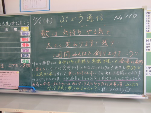 丹陽中学校文化作品展 黒板の名言 みつい 禮の演歌部屋