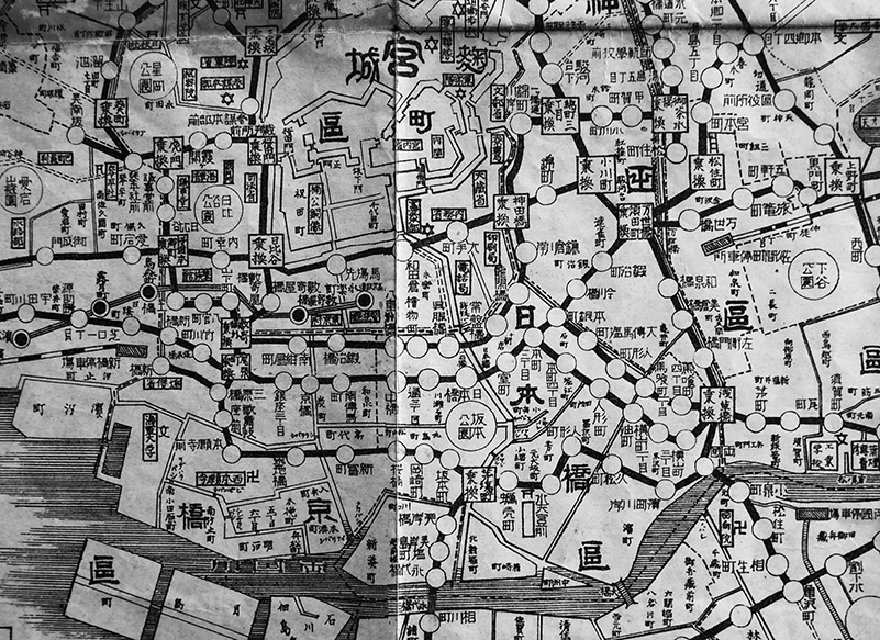 絶品】 復刻古地図 最新電車案内図（明治45年 1912年） - 古地図
