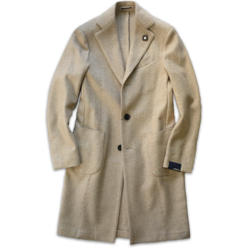 【予約販売品】 LARDINI ラルディーニ ライトベージュツィードチェスターコート ジャケット・アウター