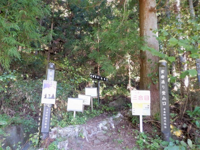 東吾妻町 蜜岩通りから秋の岩櫃山 Mount Iwabitsu in