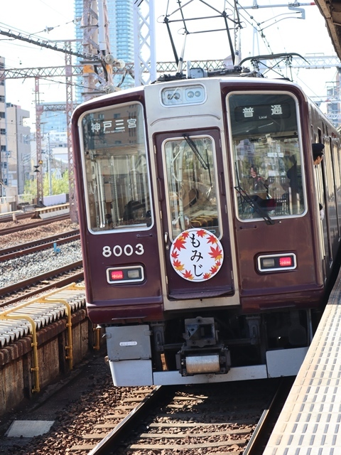 神戸線と宝塚線の阪急電車をご紹介、そしてお洒落なラッピングは春日野道での写真。スーパーはくと貨物列車の写真は東海道本線神戸から_d0181492_23593312.jpg