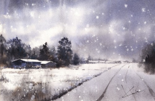 雪の絵 はるさき水彩画blog 雪の絵 はるさき水彩画blog