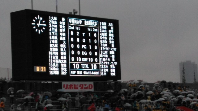 ワールドカップ人気で雨でも秩父宮はほぼ満席 ラグビー早慶戦_f0141310_08090655.jpg