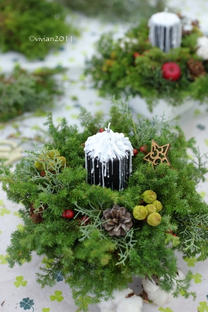 スノーキャンドルとクリスマスアレンジメント　by　FloraRIE_e0227942_01490835.jpg