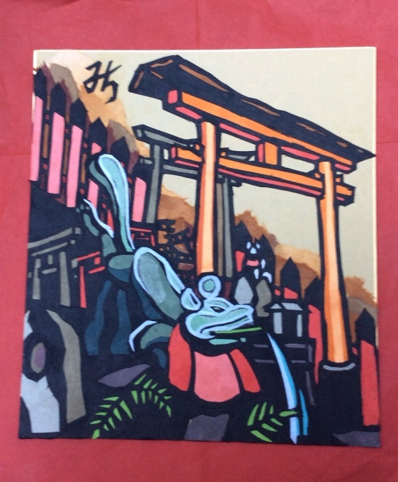No.491 F3サイズ お稲荷さん お狐様 白狐 紅葉 伏見稲荷 開運