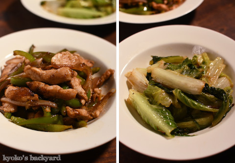 豚骨スープで中華粥。豚肉と野菜のハラペーニョ醤油麹炒め&レタスの酢醤油炒め付き_b0253205_03514399.jpg