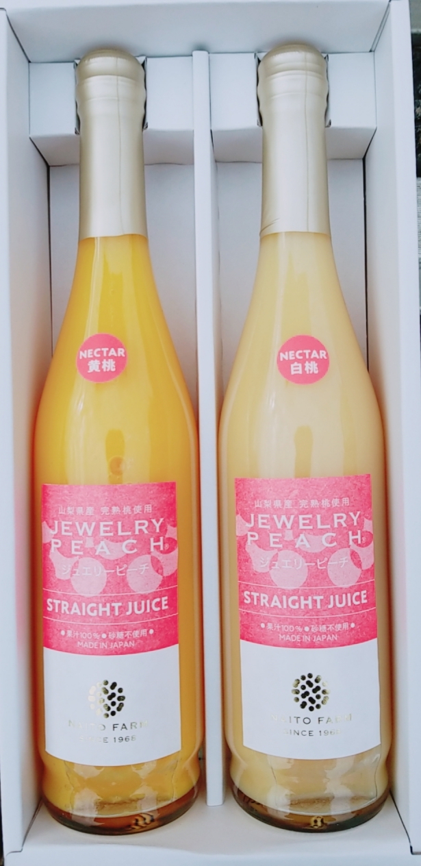 紅白のピーチジュース やまなし内藤農園 Pesca Shop