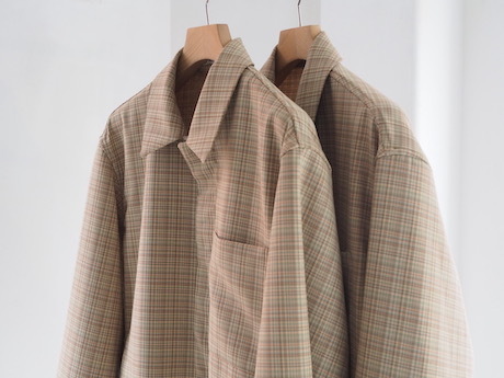 AURALEE -HARD TWIST WOOL DOUBLE FACE CHECK BLOUZON- : Chalt