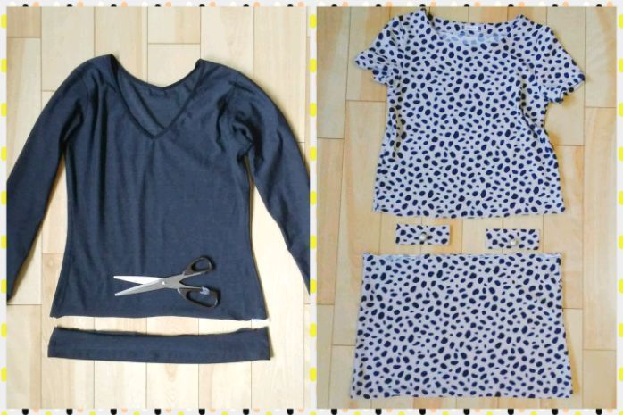 チュニックをリメイク カットソーに ピースケさんのお留守ばん チュニックをリメイク カットソーに ピースケさんのお留守ばん