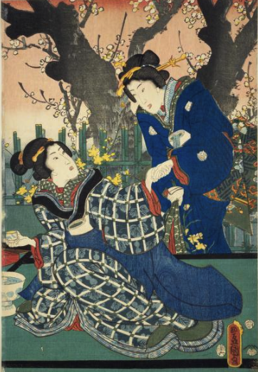 鶴】『歌川豊国』美人 三枚続 大判木版画 ◯錦絵・広重・北斎