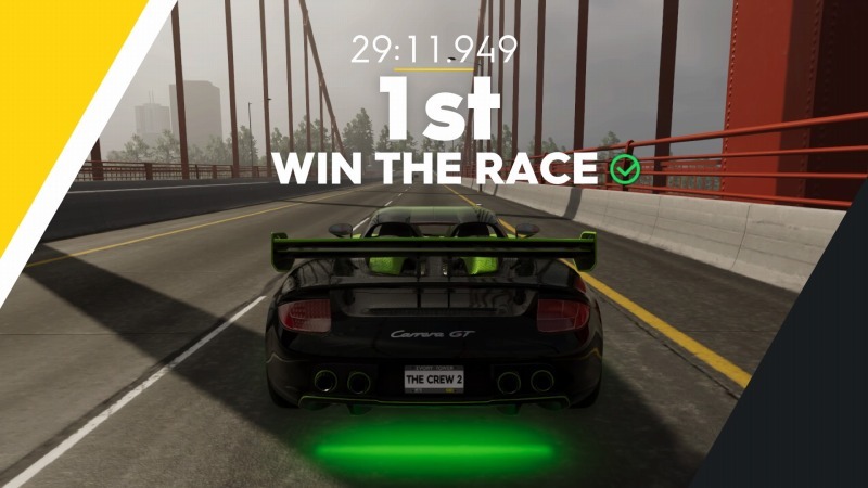 ゲーム The Crew2 サンフランシスコ港のバトルシップとcarrera Gt Green Flash Edition 孤影悄然