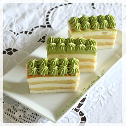 9月のお菓子・抹茶と栗のケーキ2018_a0392423_00154302.jpg