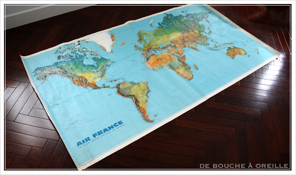 grande carte du monde AIR FRANCE エールフランスの大きな大きな世界地図 フランスアンティーク_d0184921_14470018.jpg