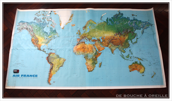 grande carte du monde AIR FRANCE エールフランスの大きな大きな世界地図 フランスアンティーク_d0184921_14485241.jpg
