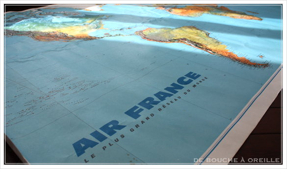 grande carte du monde AIR FRANCE エールフランスの大きな大きな世界地図 フランスアンティーク_d0184921_15090894.jpg