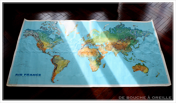 grande carte du monde AIR FRANCE エールフランスの大きな大きな世界地図 フランスアンティーク_d0184921_15123264.jpg