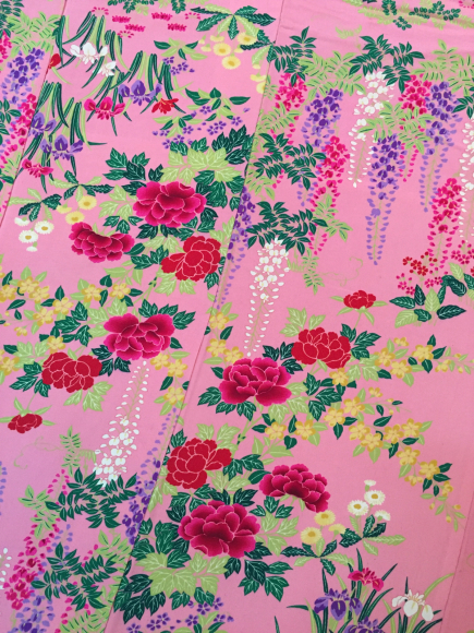 1 29より 新宿isetan 大正ロマン百貨店 桃色春花着物 藤菖蒲刺繍帯 販売商品4 着物のいろは行商日記３