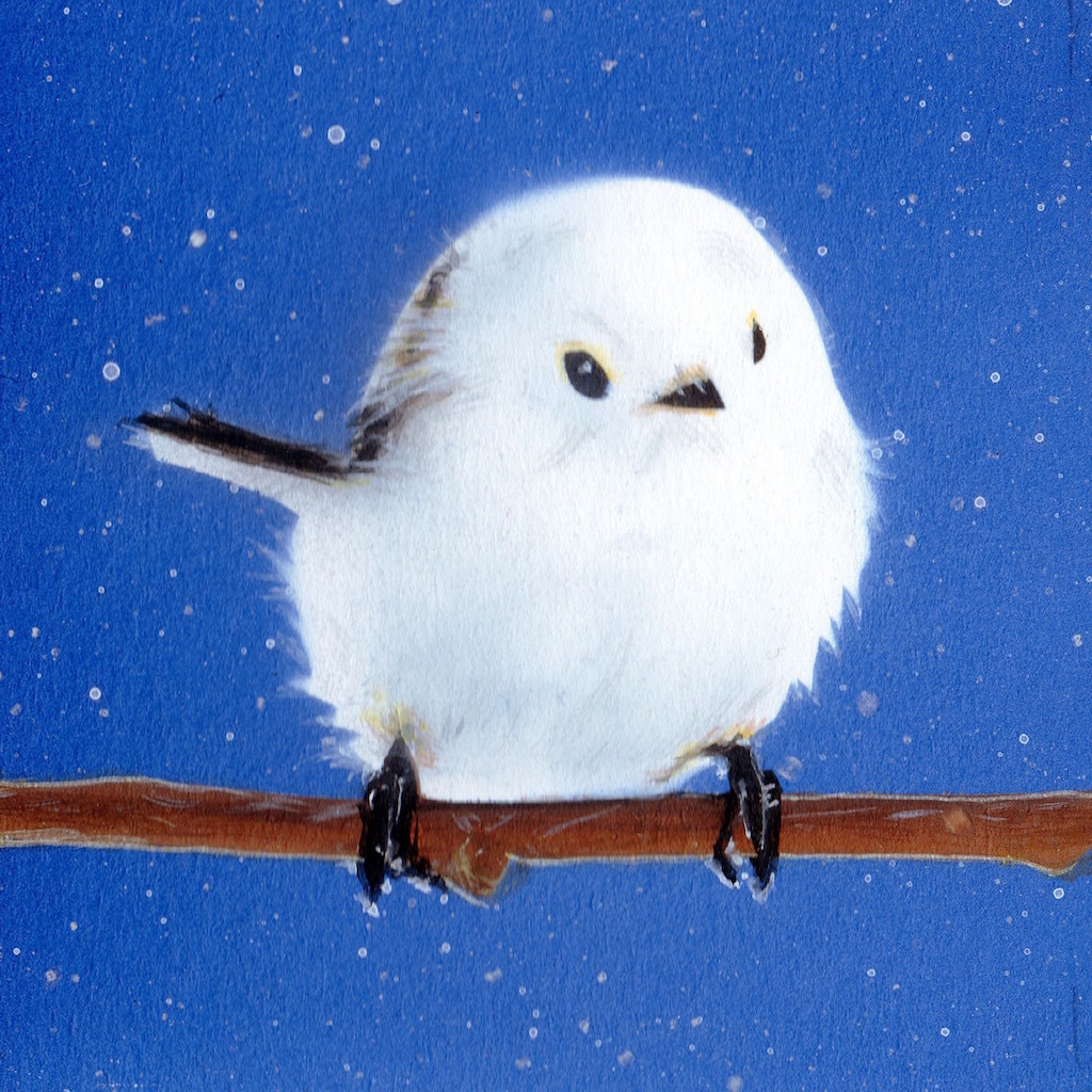 毎日一絵チャレンジ アクリル画 シマエナガ Ver 6 2 メイキング 白銀の鳥展 Junya Blog 猫 犬 リアリズム絵画