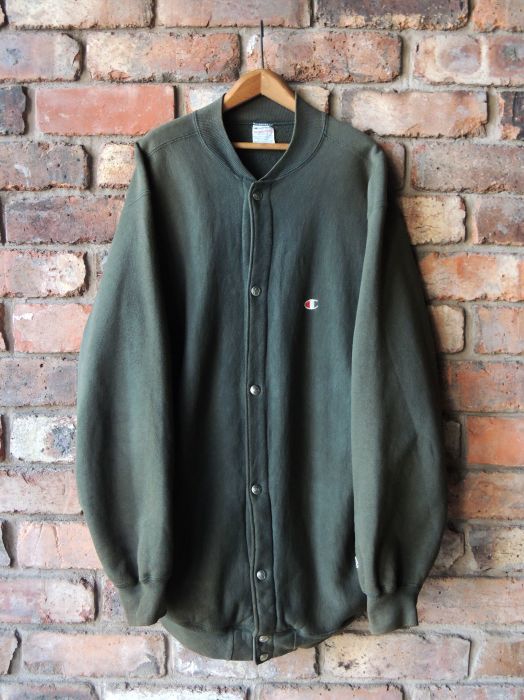 90S CHAMPION REVERSE WEAVE SNAP CARDIGAN GREEN--RECOMMEND 90S CHAMPION REVERSE WEAVE SNAP CARDIGAN GREEN--RECOMMEND