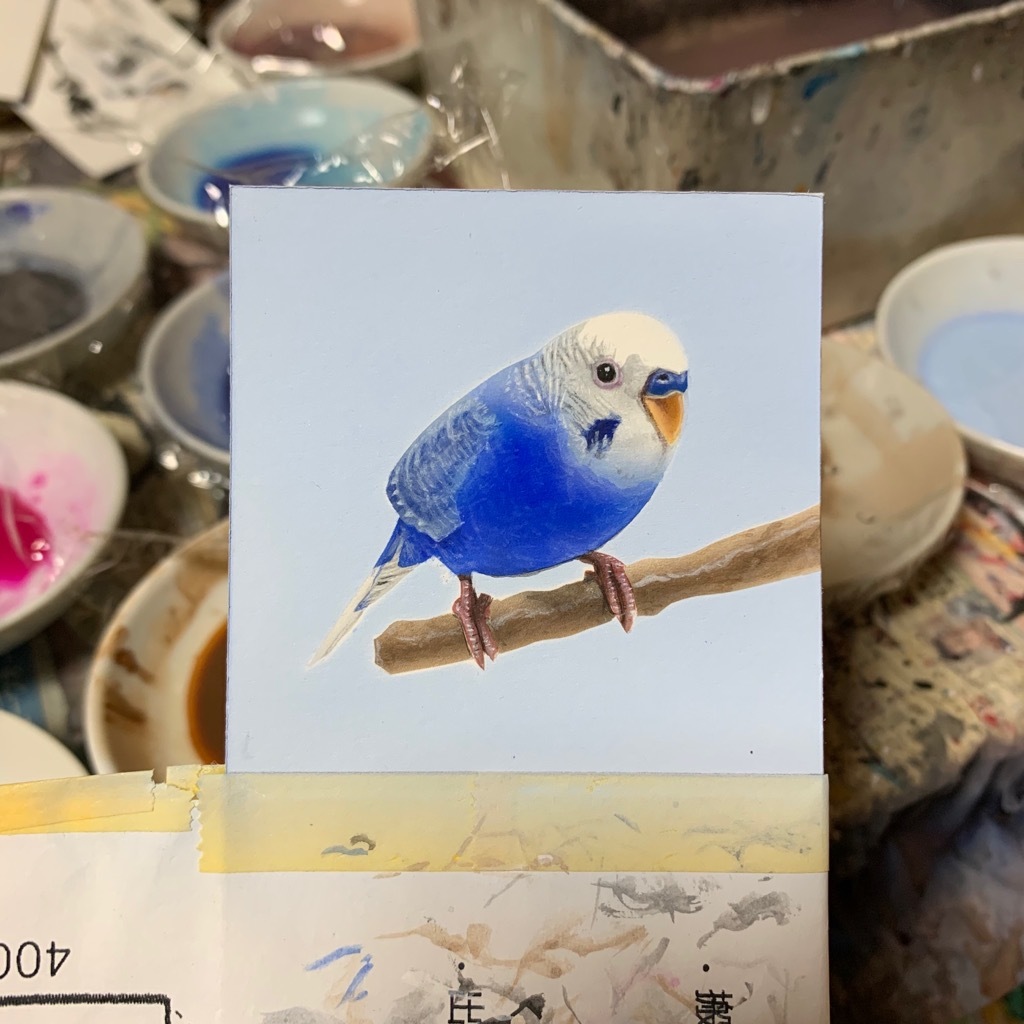 毎日一絵チャレンジ】#アクリル画「セキセイインコ:そらちゃん 毎日一絵チャレンジ】#アクリル画「セキセイインコ:そらちゃん