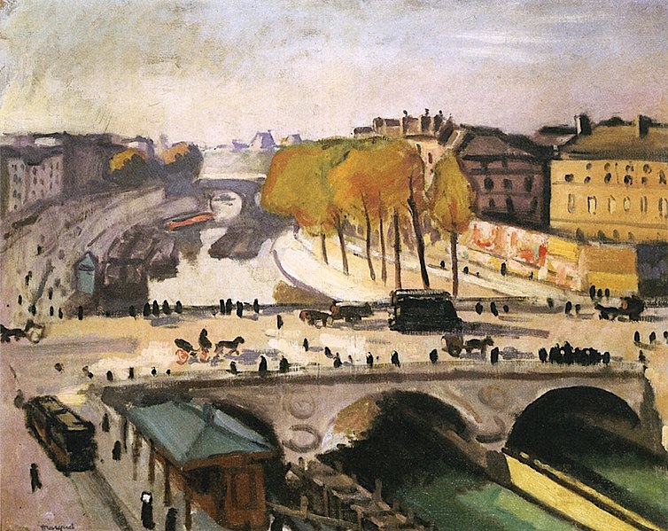 マルケ、サン・ミッシェル橋、希少画集画、新品額・額装付 マルケの「サン・ミシェル橋」 : 一語一絵