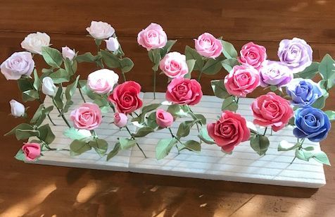 ハンドメイド樹脂粘土】※お値下げ交渉可能 薔薇と百合オブジェ