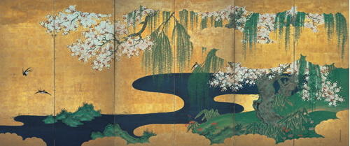 土佐光起の「春秋花鳥図」 : 一語一絵