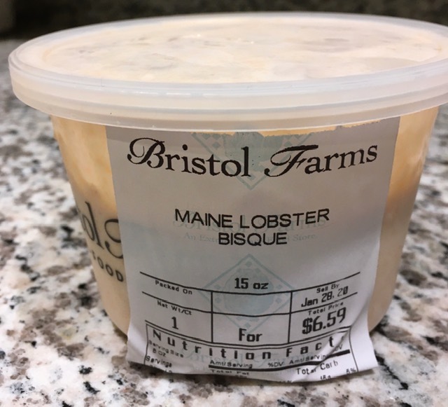 Bristol Farmsでゲットしたタダのものープロシュット、ロブスタービスク等々_e0350971_11410075.jpg
