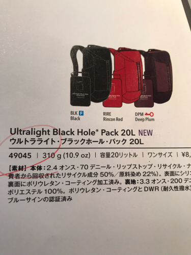 patagonia ウルトラライト ブラックホール パック : CASA NICE DAYS