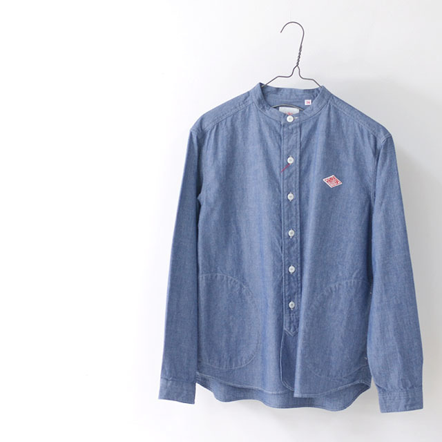 DANTON [ダントン] W's L/S CHAMBRAY NO COLLAR SHIRTS [JD