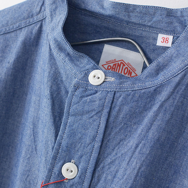 DANTON [ダントン] L/S CHAMBRAY NO COLLAR SHIRTS [JD-3607COC