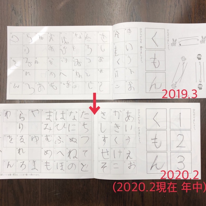 幼児一年後の変化 綺麗な文字 書くもん