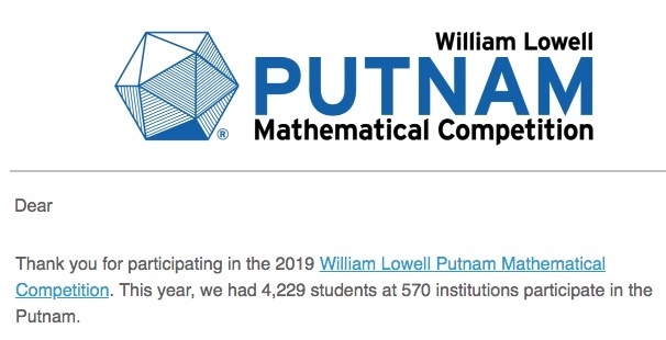 忘れた頃にputnam 数学コンテスト の結果報告が Carpe Diem