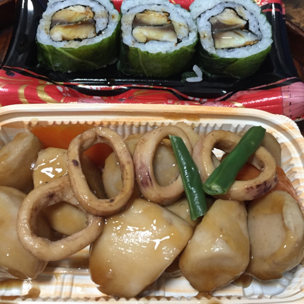 19日 イカ里芋の煮物としめ鯖広島菜の巻き_a0352897_08385444.jpg