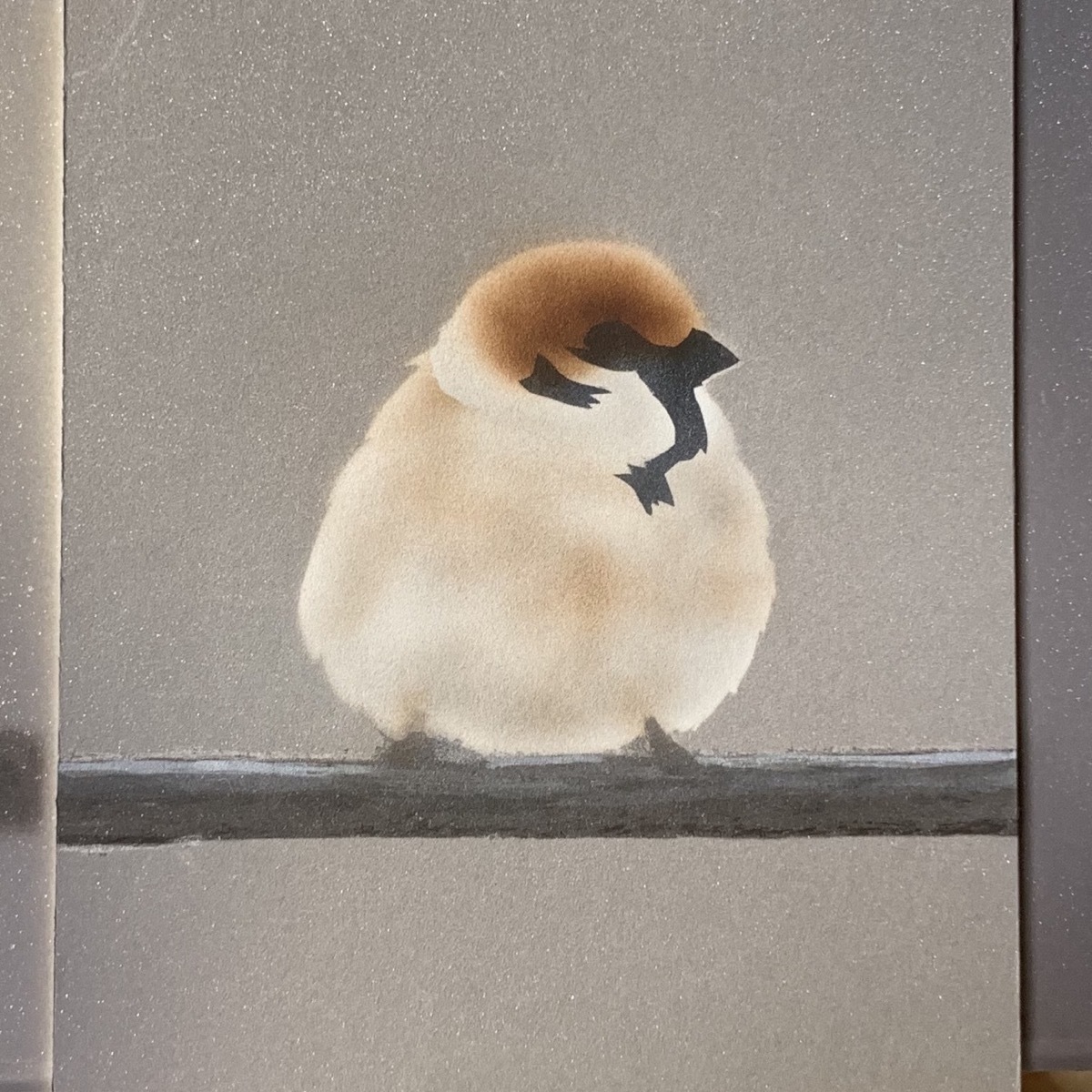 毎日一絵チャレンジ】#アクリル画 #おまん獣「スズメ ver.1