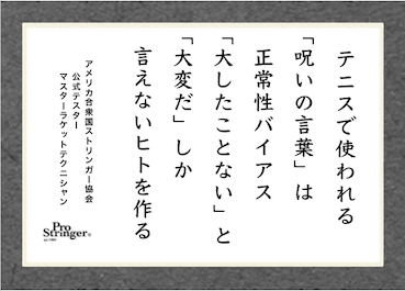 正常性バイアス とテニスで使われる 呪いの言葉 プロストリンガー公式ブログ C Prostringer