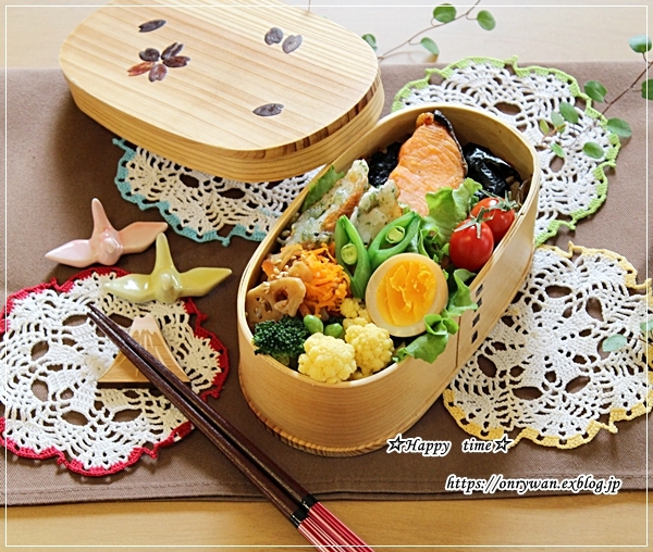 焼き鮭のり弁当とマヨなしポテトサラダ Happy Time 焼き鮭のり弁当とマヨなしポテトサラダ Happy Time