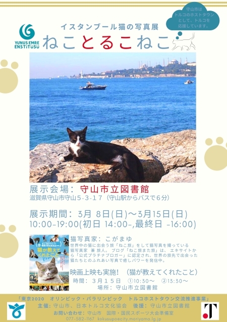 新型コロナウイルス感染予防 拡散防止のため延期になりました 滋賀県守山市立図書館で開催 イスタンブール猫の写真展 ねことるこねこ ねこ旅また旅