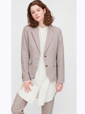 お買い物同行の下見　UNIQLO INESのコットンチェックジャケットは高見えするぞ!_f0249610_16282136.jpg