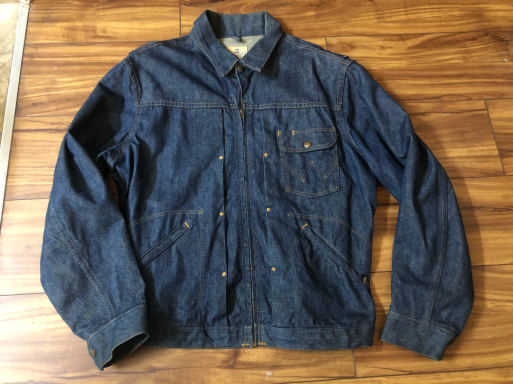 ビンテージ 50s 縦ベル ラングラー 11mjz デニムジャケット 44 50's~ WRANGLER ラングラー 11MJZ デニムジャケット 前期 縦ベル