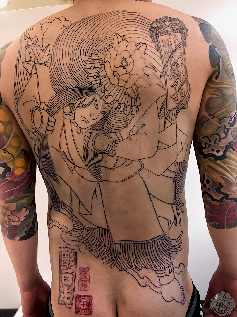 バックピース 連獅子 彩躯術三十六房 Chamber36tattoostudio バックピース 連獅子 彩躯術三十六房 Chamber36tattoostudio