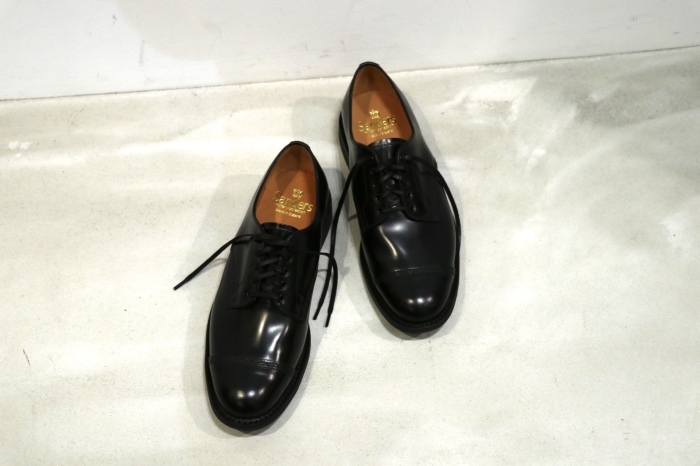 靴 SANDERS MILITARY DERBY SHOE size6 サンダース MILITARY DERBY SHOE BLACK キャップトウ メンズ