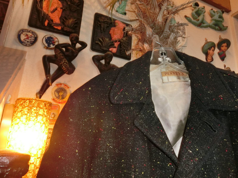 1950s ヴィンテージ黒ネップウールコート ペニーズ : 仙台