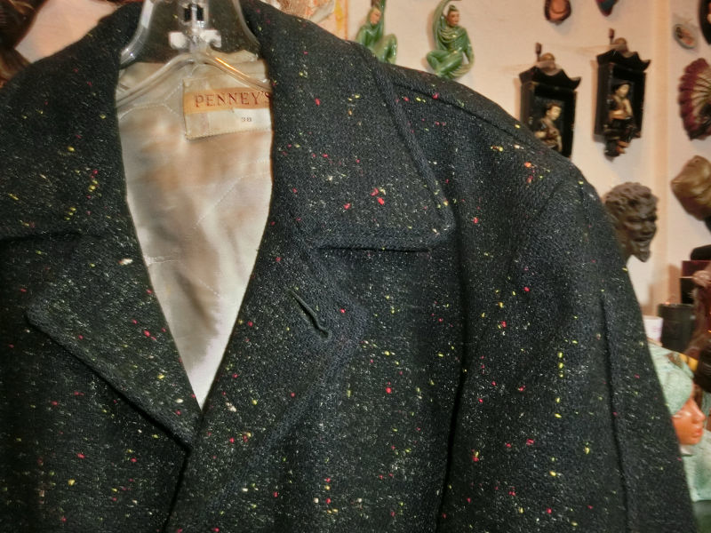 1950s ヴィンテージ黒ネップウールコート ペニーズ : 仙台