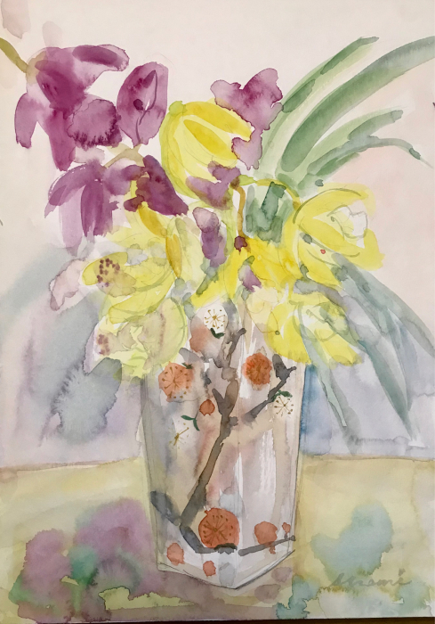 シンビジウム 水彩画 夏目明美作品集 油絵 水彩画 シンビジウム 水彩画 夏目明美作品集 油絵 水彩画